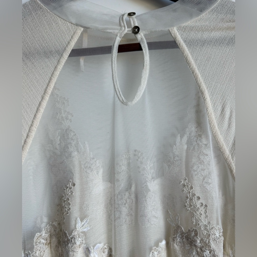 Free People Saheli Embroidered Mesh XS bohemian tunic delicate ethereal sheer - Picture 6 of 12